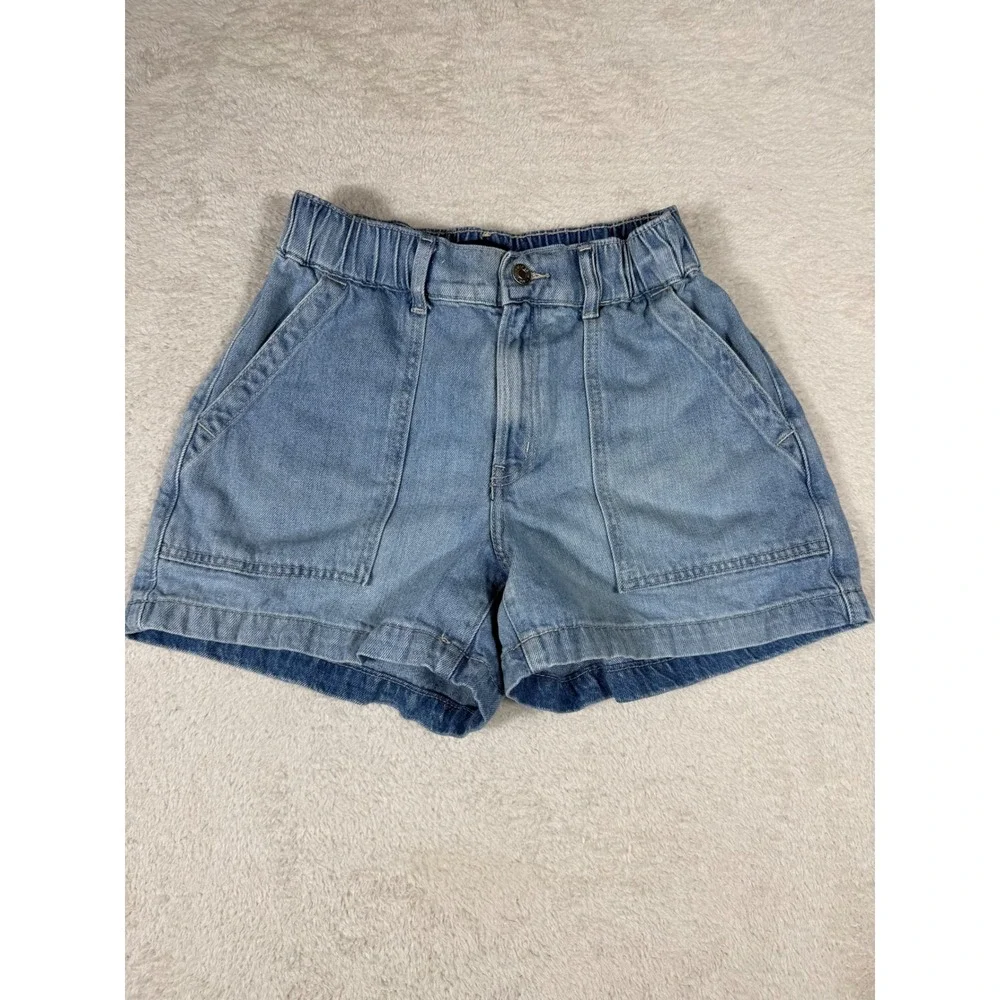 Gap Denim Shorts Womens Small Light Blue Excellent Elastic Waist Carpenter Style